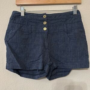 Vintage Topshop Linen Blend High Rise Shorts